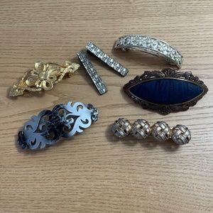 Vintage Barrette Lot of 6 1980s Bling Butterfly Clasp Clips Goody Barrettes